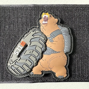 5.11 Bear Lifts Tire / Gym / Crossfit / Fitness, PVC Morale and Tactical Patch, Hook and Loop  A1