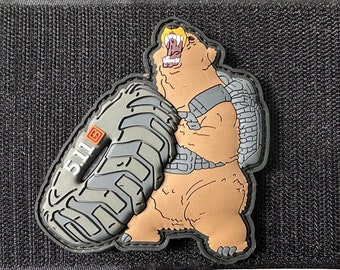 5.11 Bear Lifts Tire / Gym / Crossfit / Fitness, PVC Morale and Tactical Patch, Hook and Loop  A1