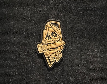 Skull Eating Torpedo / Skeleton PVC Morale and Tactical Patch, Hook and Loop A2