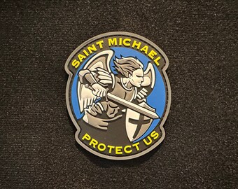 Saint Michael / Protect Us/ PVC Morale and Tactical Patch / Hook and Loop