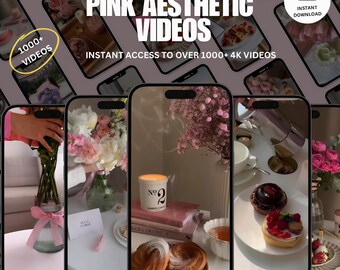 1000+ Pink Aesthetic Faceless Video & Photo Bundle for Instagram Reels | Faceless Digital Marketing Videos | MRR/PLR | Editable in Canva