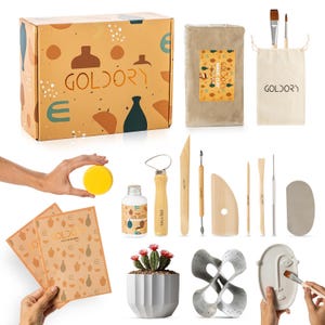 Home Pottery Kit – Air-Dry Clay Set for Adults & Beginners | DIY Pottery Kit with 2.5 kg Clay, Tools, Brushes, Sealant, How-To Guide
