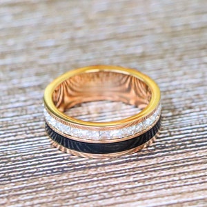 Man&#39;s Wedding Ring,Titanium Wedding Band,Anniversary Ring,Engagement Rings,CZ Wedding Rings,Rose Gold Wedding Band,Rose Gold Titanium Rings