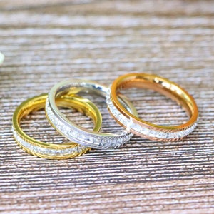Princess Cut Women&#39;s Eternity Titanium Ring Wedding Band with CZ, Wedding Band, Engagement Ring Unique Wedding Rings 4mm Ring Christmas Gift