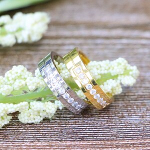 Gold Wedding Band, Birthday Gift for Girlfriend, Engagement Ring, Yellow Gold Ring, Silver Titanium Band, Mens Wedding Ring Her Promise Ring