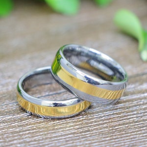 Two Tone Engagement Rings, High Quality Tungsten Wedding Bands, Couple Anniversary Rings, Gold And Silver Bands, Couple Band, Wedding Rings