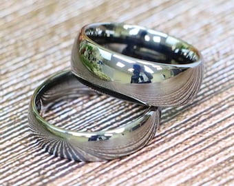 High Polished Shiny Dark Gray Wedding Bands, Gunmetal Proposal Rings, Men's Promise Rings, Couple Matching Engagement Bands, Christmas Gifts