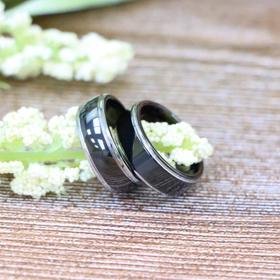 Black Ceramic & Koa Wood Ring – 8mm Comfort Fit Wedding Band, Hypoallergenic, Scratch Resistant - View #12