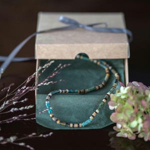 Echte Türkis Herren Halskette, Jaspis Türkis Herren Choker, Boho Herren Halskette, Türkis Herren Schmuck, Herren Surfer Choker, handgefertigt