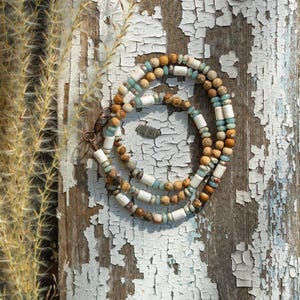 Jasper Mens Necklace, Sea Sediment Jasper Necklace For Men, Natural Gemstones Mens Choker Necklace, Surfer Style Mens necklace, Handmade Men