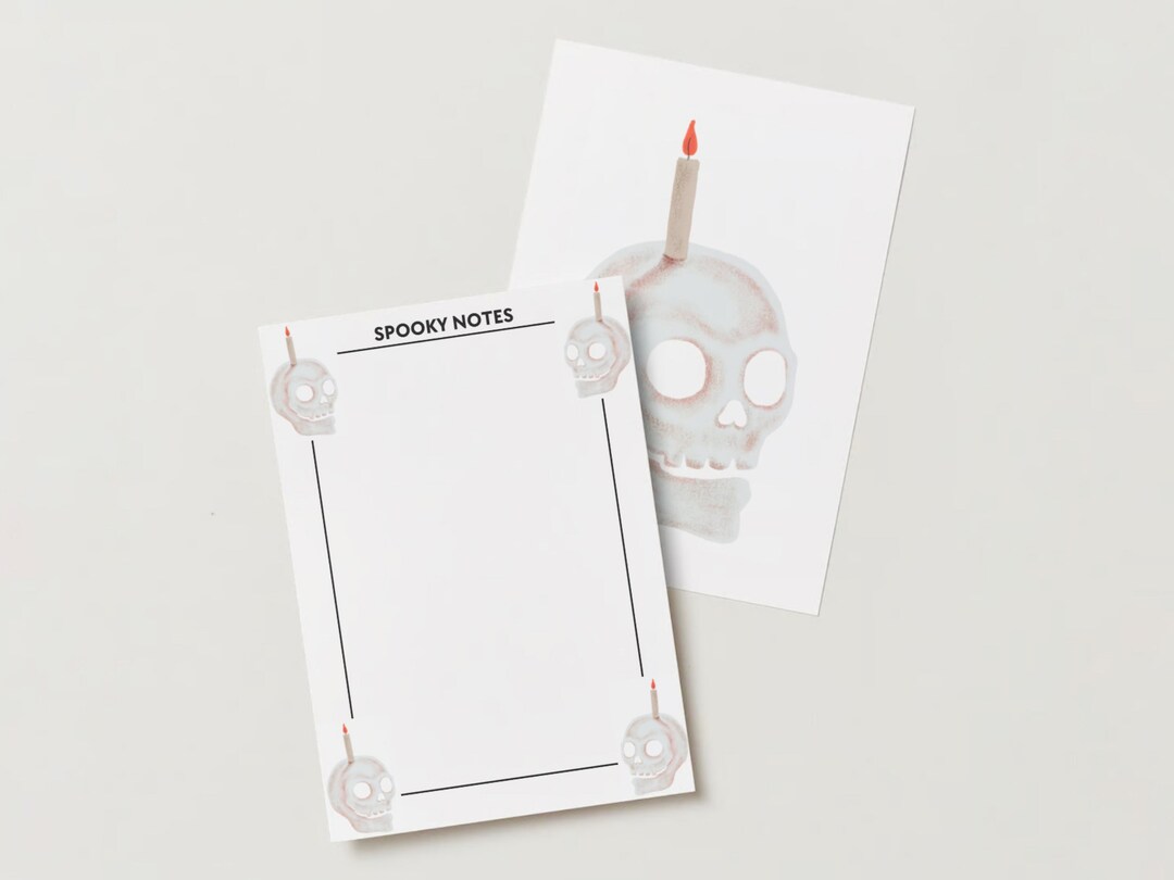 Printable spooky notes digital download a4 pdf candle skull etsy