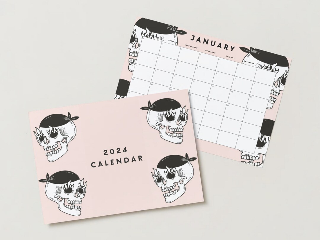 2024 Skull Artwork Calendar Digital Download Printable Etsy