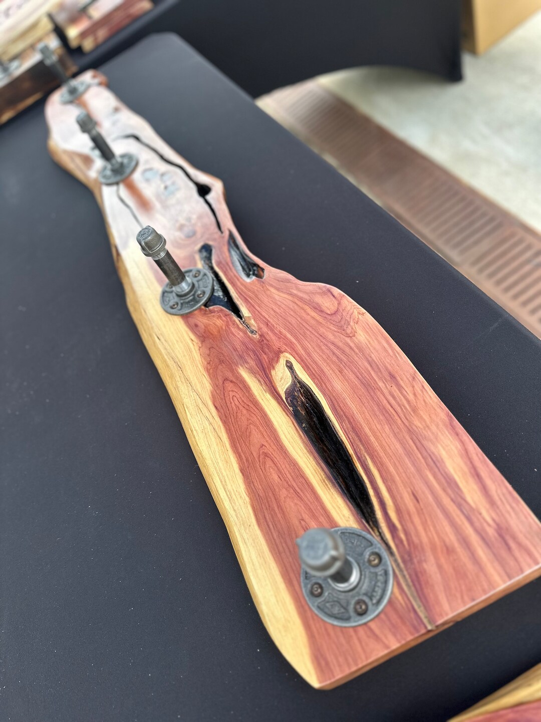 Live Edge Slab & Pipe Coat / Hat Racks Etsy