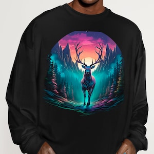Aurora Borealis Magic Sweatshirt: Northern Lights Dream reindeer - Cool Graphic Pullover - Unique Gift Idea