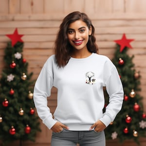 Rudolph&#39;s Charm Christmas Reindeer Embroidered Sweatshirt