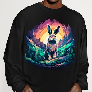 Aurora Borealis Magic Sweatshirt: Northern Lights Dream hare - Cool Graphic Pullover - Unique Gift Idea