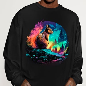 Aurora Borealis Magic Sweatshirt: Northern Lights Dream Squirrel - Cool Graphic Pullover - Unique Gift Idea