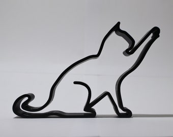 Nieuwsgierig kat minimalistische one-line art