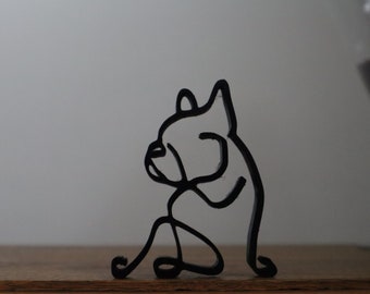 Franse Bulldog kunststuk minimalistische éénregelige kunst
