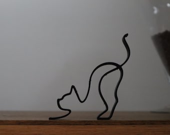 Uitrekkende kat minimalistische one-line art