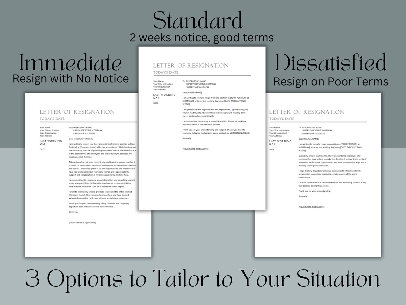 Letter of Resignation Templates, Three Templates, Resignation Letter ...