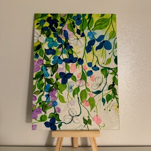 Humeur printanière,les fleurs, mini peinture sur toile, un monde de positivité , cadeau, art naïf, printemps.