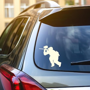 Paintball player silhouette outline car window decal sticker | Stocking Stuffer