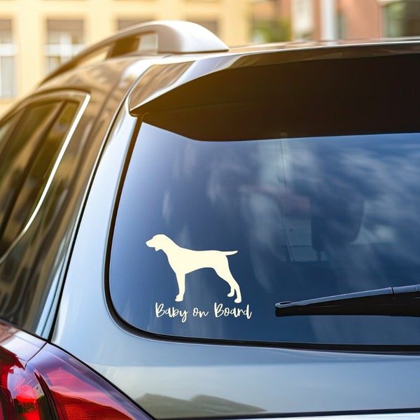 Baby on Board Car Window Decal Sticker | German Shorthaired Pointer GSP Silhouette | Stocking Stuffer