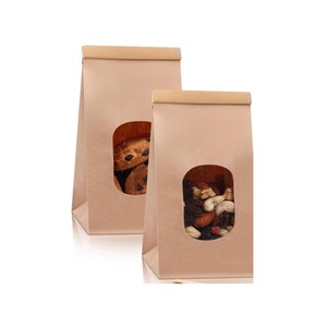 Piccola borsa regalo per alimenti - Confezione da 10 / Imballaggio / Bomboniere per feste di nozze / Borsa con finestra trasparente - Borsa per alimenti vuota per decorare