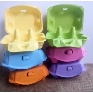 Colorful Half Dozen Egg Cartons – Recycled Pulp, Chicken Gift Box