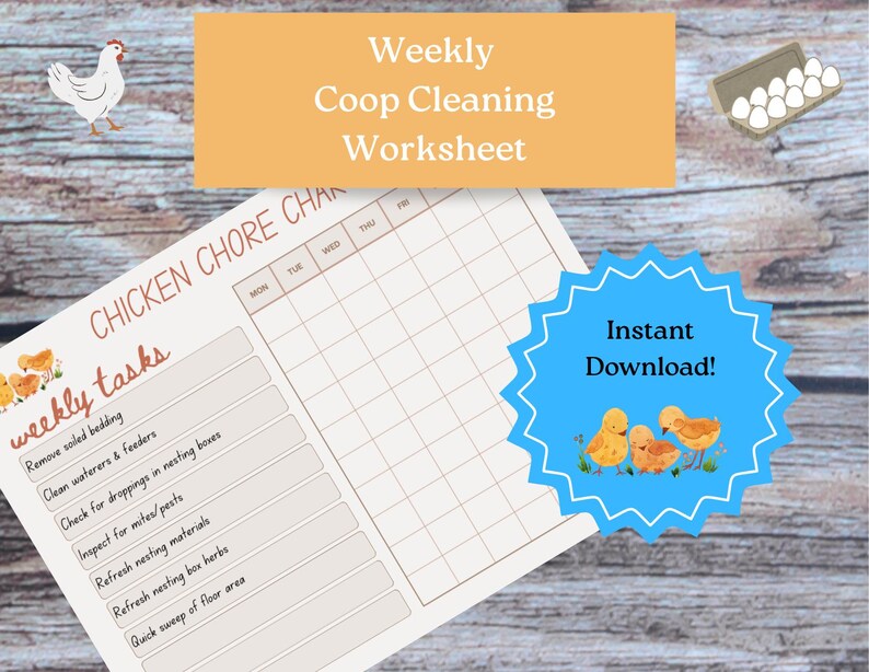 Chicken Coop Cleaning Chore Chart, Weekly Poultry Task Tracker (PDF) - Etsy