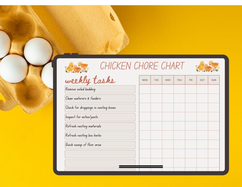 Chicken Coop Cleaning Chore Chart, Weekly Poultry Task Tracker (PDF) - Etsy