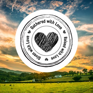 Etiketten voor eierdozen "Verzameld met liefde, grootgebracht met liefde, gegeven met liefde", 25 stuks per verpakking (sticker eierdoos, gevogelte, cadeau kip)