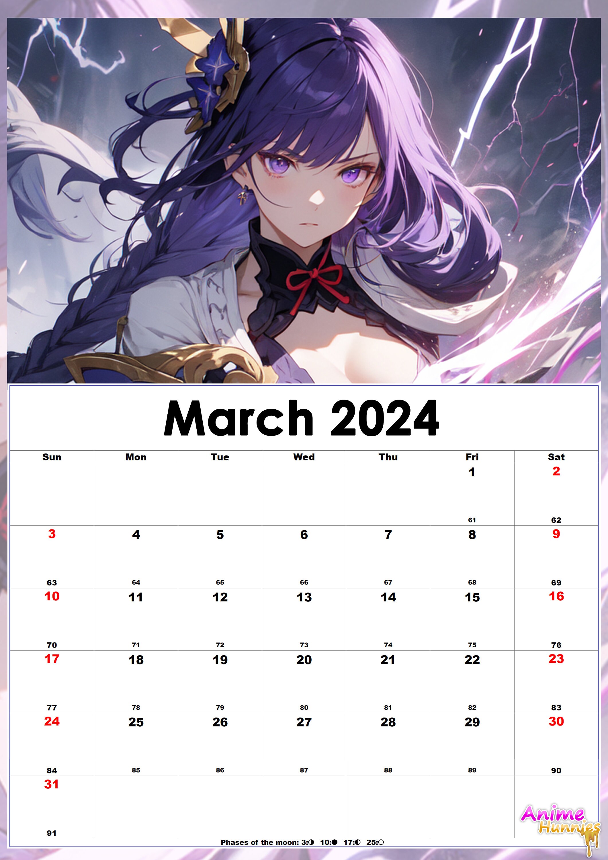 Genshin Hunnies 2024 Calendar A4 Print Ready Etsy Ireland