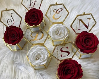 Rosenbox Infinity Rose Weiß Rot Gold Silber