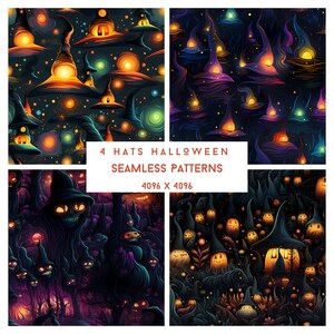 Hats Halloween Seamless Pattern for Commercial Use - Digital Download, Hats Digital Paper, Halloween Pattern, Halloween Digital Paper.