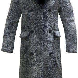 Men&#39;s Gray Persian Lamb Fur - Fur With Mink Fur Collar Long Outerwear Coat for Men