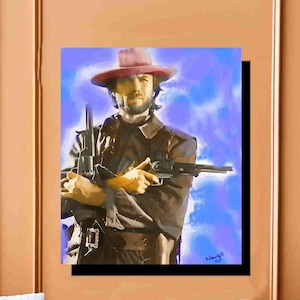 Josey Wales Outlaw Cowboy Oil Painting Art painting Giclee Prints, Poster, Canvas Wrap Art or Framed up to 30 x 40  By Peter Nowell artist