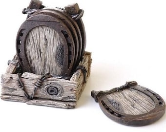Set of 4 Horseshoe Coaster Old West Theme Collection Old West Home Table Decor