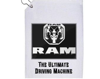 Serviette de golf Dodge Ram Car Art 12 x 17 po. avec crochet La machine de conduite ultime, parfaite pour les amateurs de golf