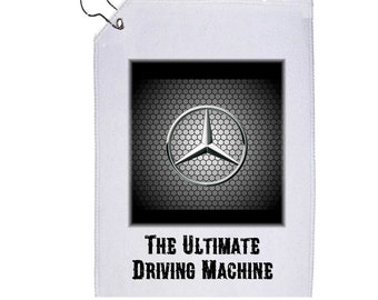 Serviette de golf Mercedes Car Art 12 x 17 pouces avec crochet La machine de conduite ultime, parfaite pour les amateurs de golf