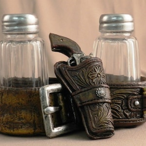 Cowboy Six Shooter. Salt and Pepper Shakers Old West Western Home Table Top Decor and Accessory