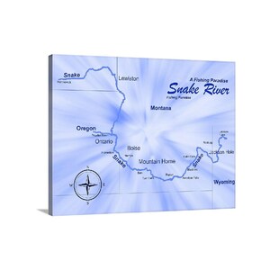 Carte de Snake River, Montana, Wyoming, Oregon, Posters d'art, impressions ou emballages sur toile, Impression jet d'encre, Arial, Emplacements, Trout Fishing Paradise