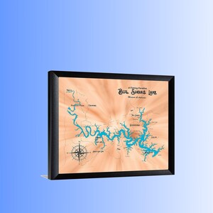 Posters d'art de carte de Bull Shoals Lake, impressions ou emballages sur toile Giclée d'impression de cartes en Arial 5 couleurs au choix Plages de sable Divertissements estivaux