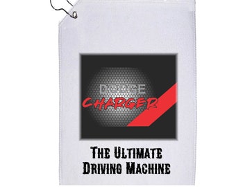 Serviette de golf Dodge Charger Car Art, 12 x 17 pouces, serviette avec crochet, l'engin idéal pour les amateurs de golf