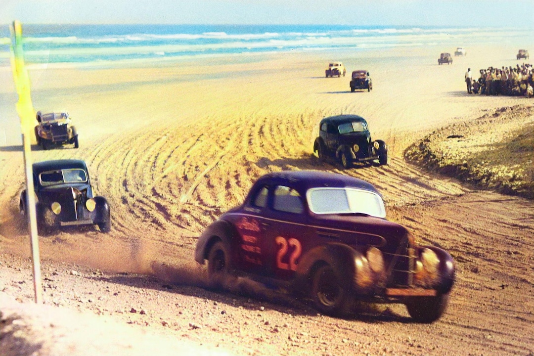 Daytona 500 on the Beach Sand 1949 8 X 10 Photo Vintage Classic Rare