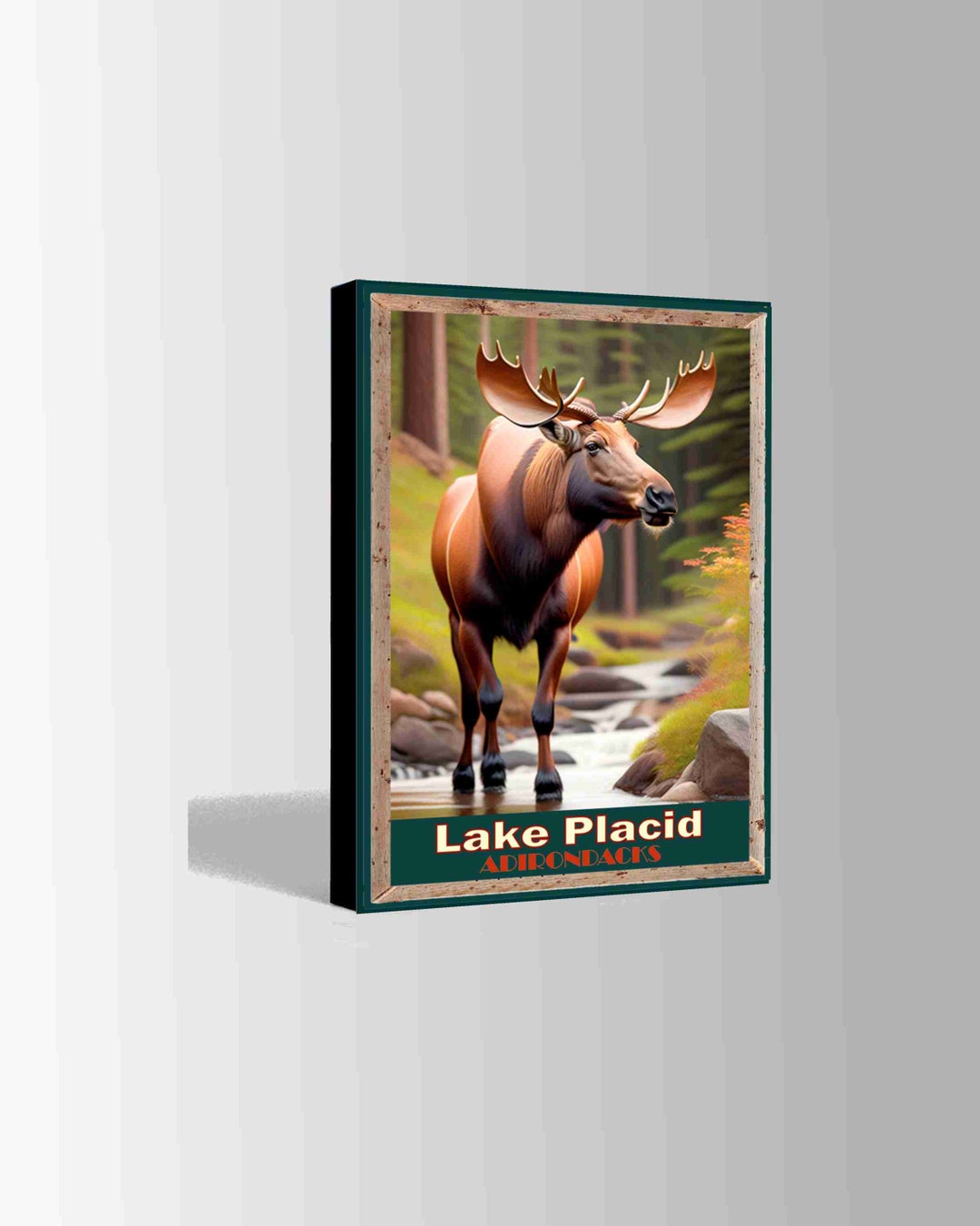 Lake Placid Adirondacks Moose Country Art Giclee Print Travel Poster