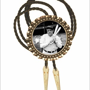 Babe Ruth Bolo Tie Birthday gift, Photo Bolo Tie . All Brass Material Large   2 3/4 &quot; Bolo Tie Neck Tie