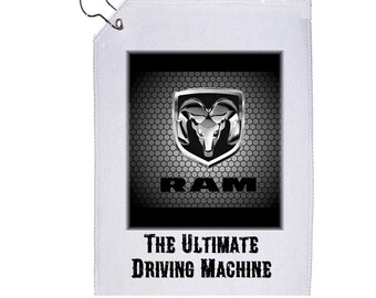 Serviette de golf Dodge Ram Car Art 12 x 17 po. avec crochet La machine de conduite ultime, parfaite pour les amateurs de golf