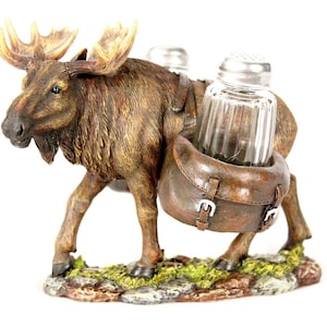 Moose Carving Salt and Pepper Shakers Wildlife Wilderness Western Home Table Top Decor and Accessory